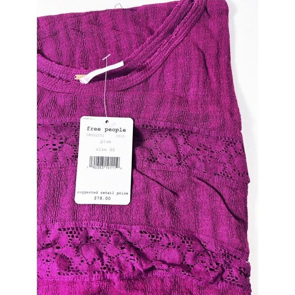 Free People Womens Plum Scoop Neck Knit Dolman Sleeve Pullover Top Sz S New - Picture 6 of 10